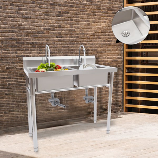 DENFER 35.8" L x 21.3" W Free Standing Bar Sink with Faucet Wayfair